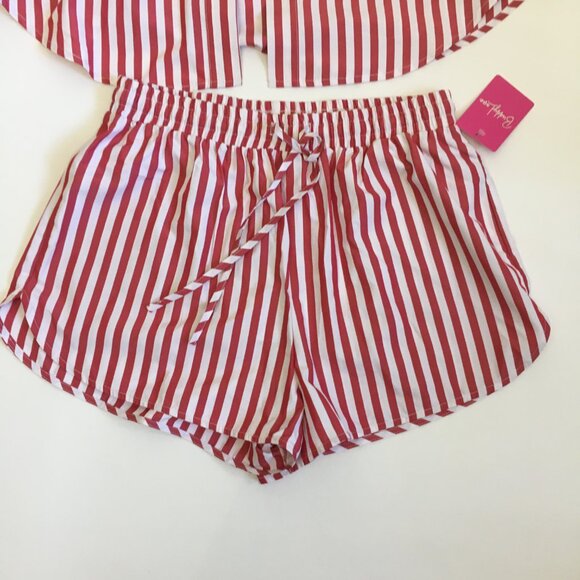Buddy Love Womens Small Martina Two-Piece Set Red Stripe Lounge Wear Beach Cover - Picture 10 of 16
